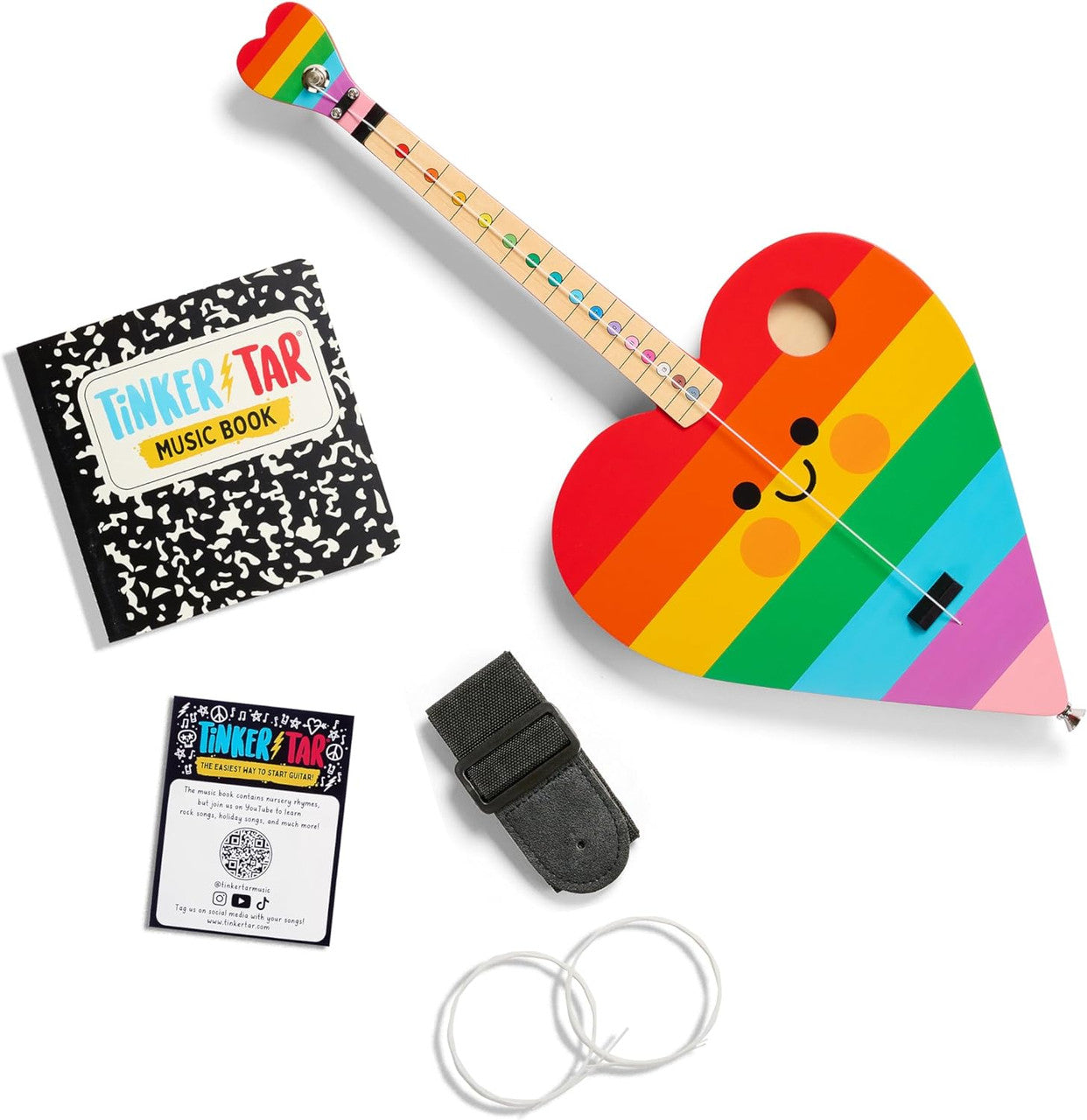 TinkerTar - Rainbow Heart Guitar - 1 Stringed Guitar for Kids: Intro to Music