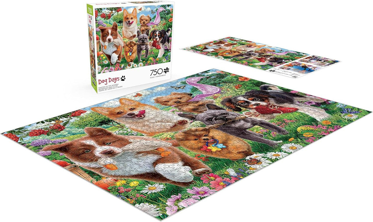 Dog Days: Playtime in the Meadow 750 Piece Puzzle