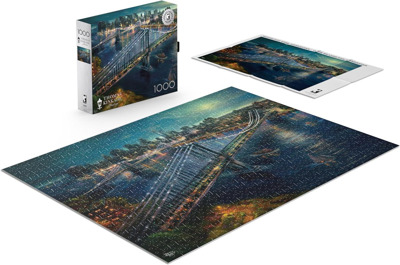 Ceaco Puzzle: Moonlight Over Manhattan 1000 Piece Puzzle (Silver Select: Giftable package with silver foil accents)