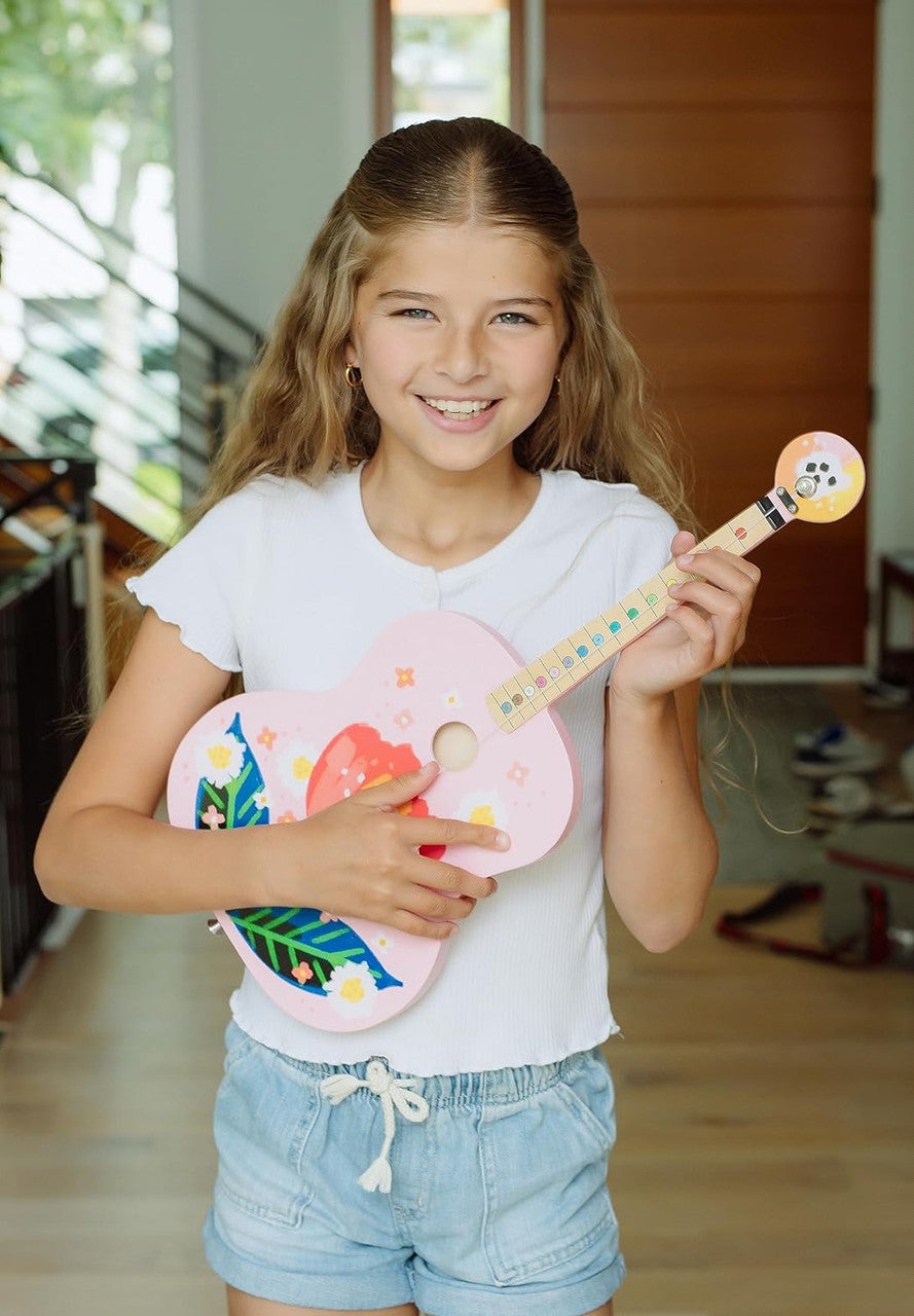 Tinkertar  - Pink Floral Acoustic Guitar - 1 Stringed Guitar for Kids: Intro to Music