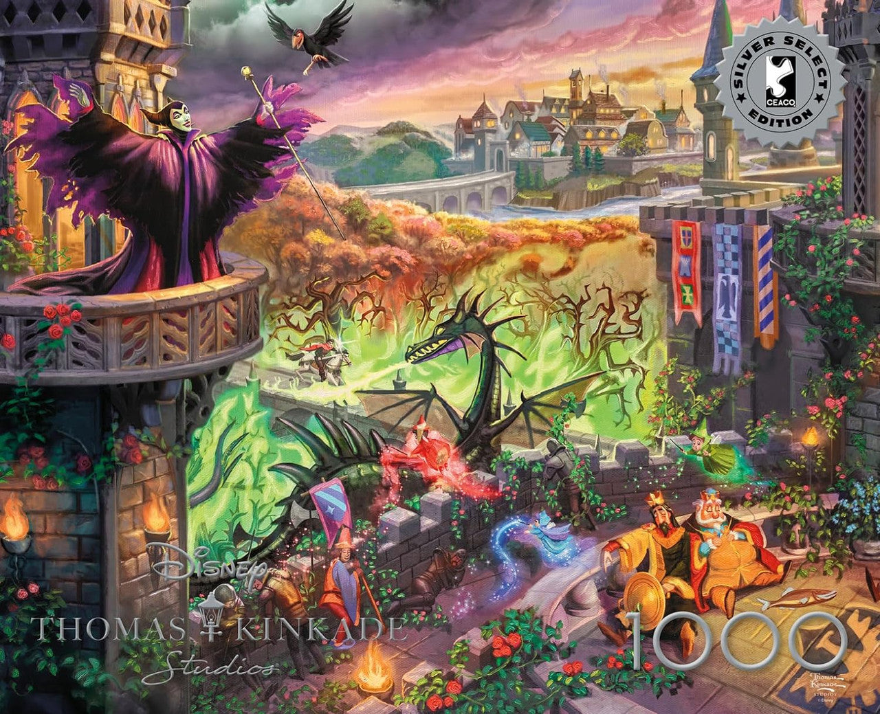 Ceaco Puzzle: TK Disney: Maleficent 1000 Piece Puzzle (Silver Select: Giftable package with silver foil accents)