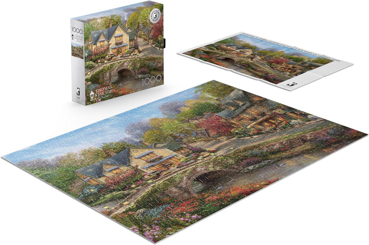 Ceaco Puzzle: Summer in Cobblestone Village 1000 Piece Puzzle (Silver Select: Giftable package with silver foil accents)