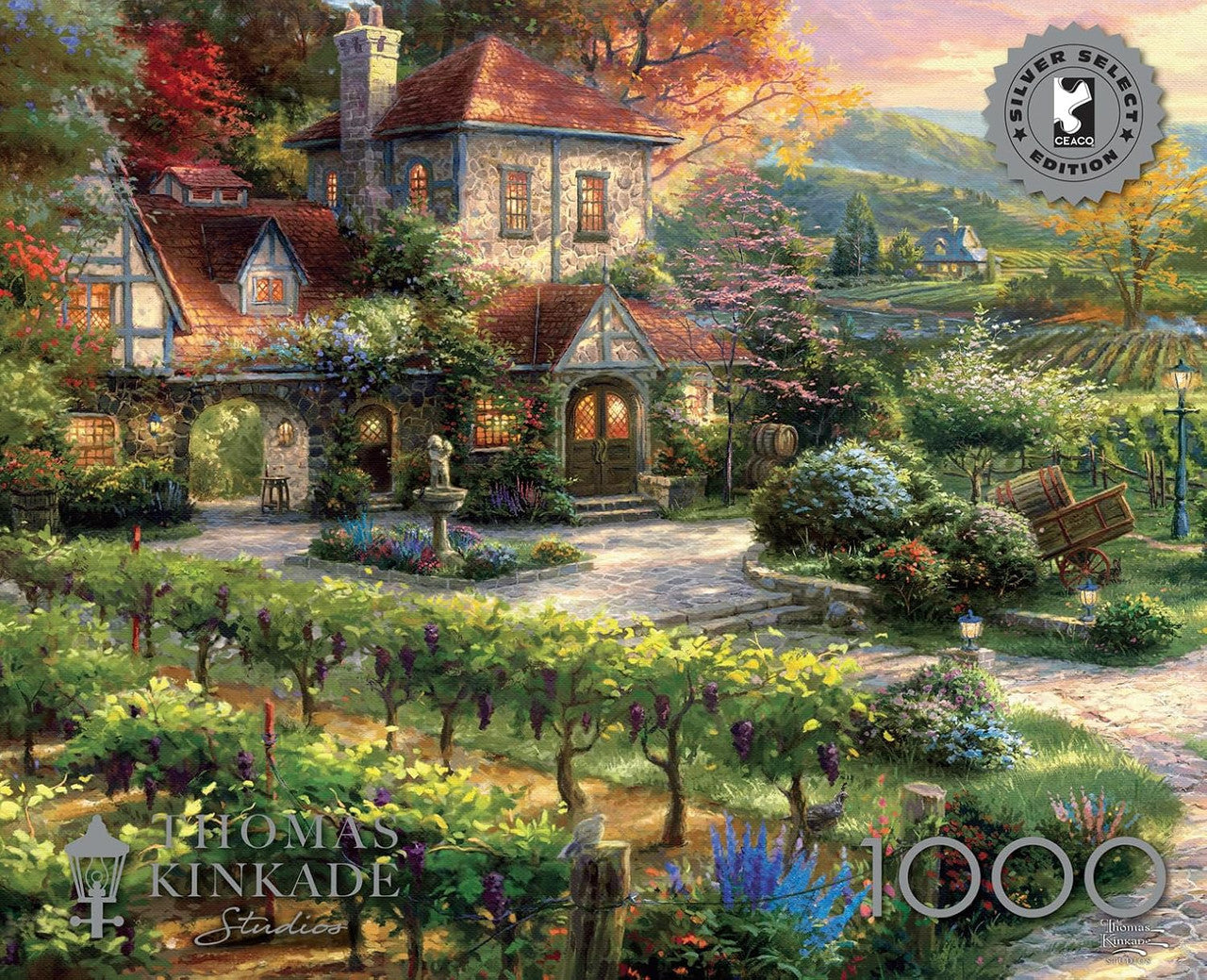 Ceaco Puzzle: Thomas Kinkade: Wine Country Living 1000 Piece Puzzle (Silver Select Edition) - Giftable Package With Silver Foil Accents