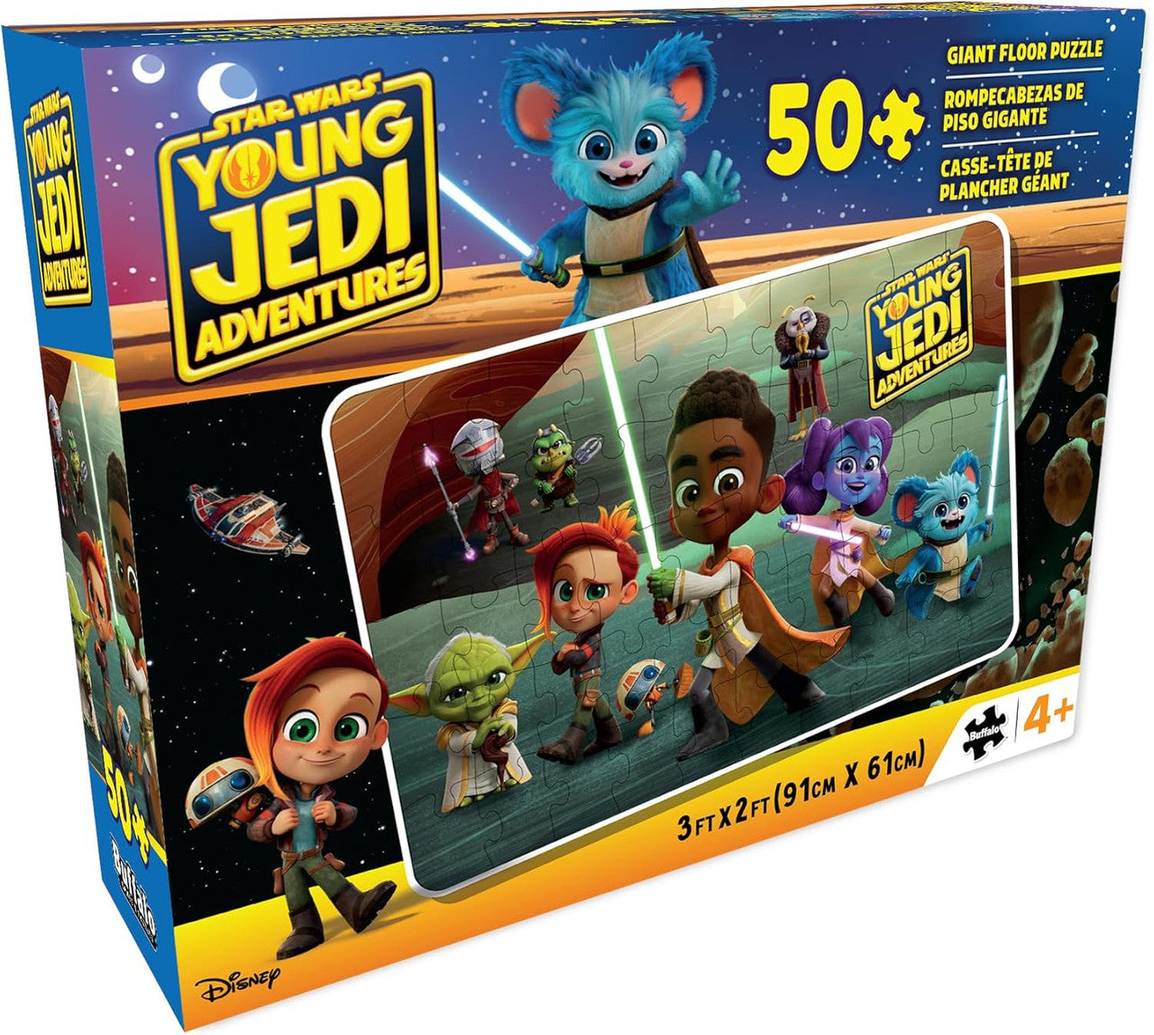 Star Wars - Young Jedi Adventures - 50 Piece Floor Puzzle Puzzle Perfect for Game Nights - Jumbo Pieces - Finished Size is 3ft x 2ft