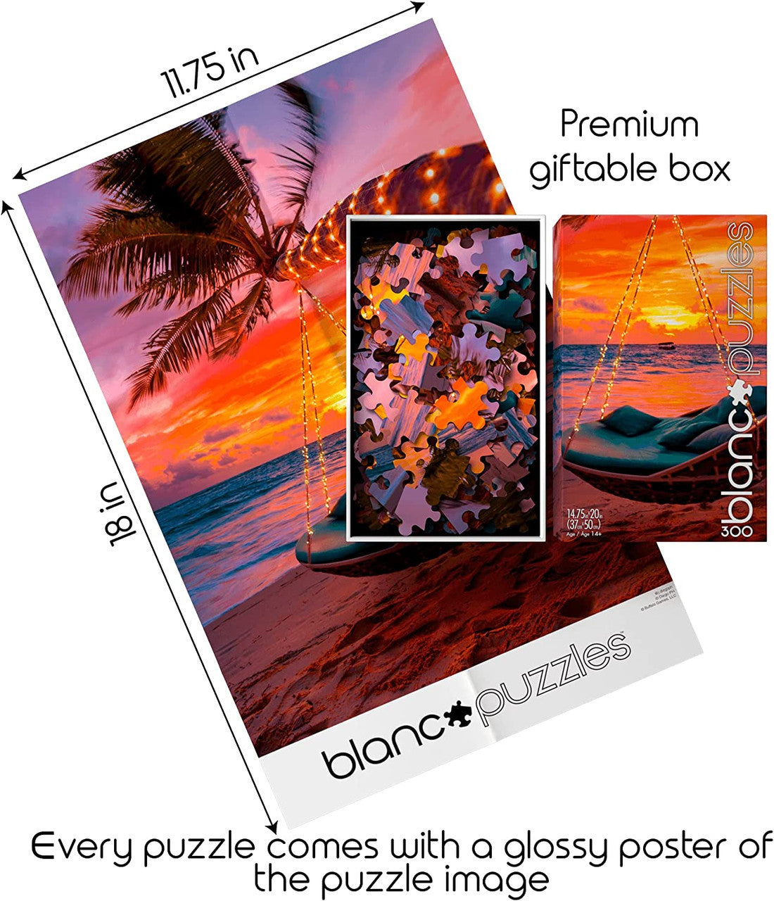 blanc - MALDIVES SUNSET 300 Piece Puzzle