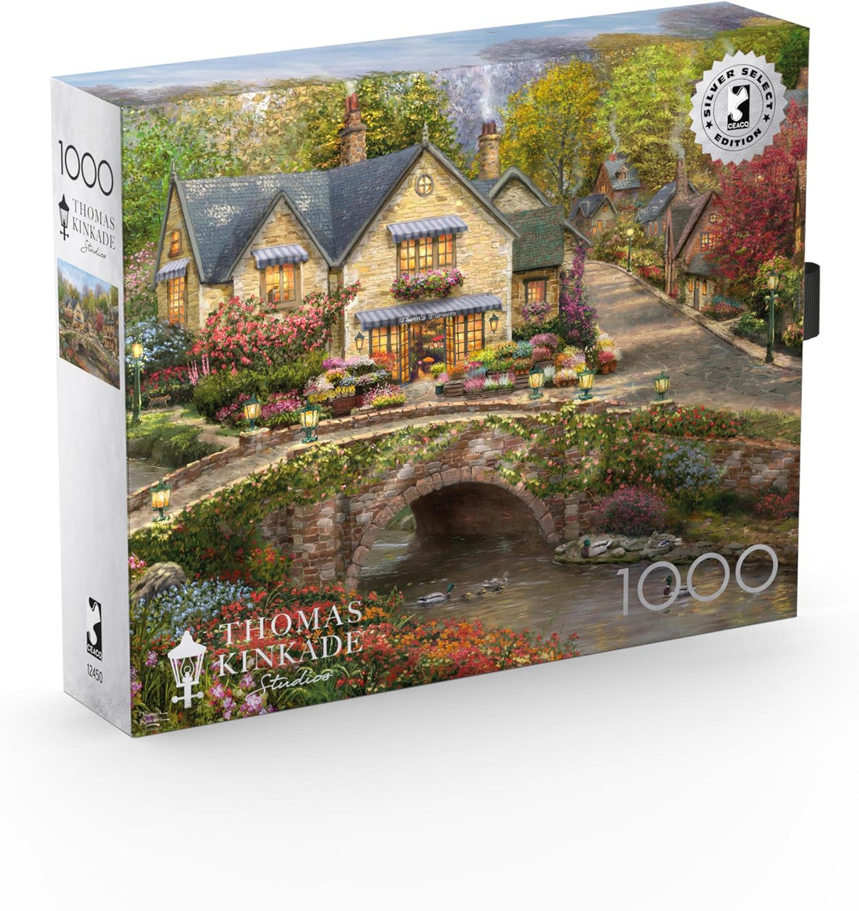 Ceaco Puzzle: Summer in Cobblestone Village 1000 Piece Puzzle (Silver Select: Giftable package with silver foil accents)