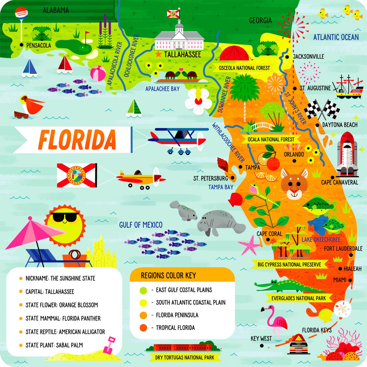 Little Buffalo State Puzzle 49-Piece Florida Jigsaw Puzzle - Kids Puzzles: Ages 4+