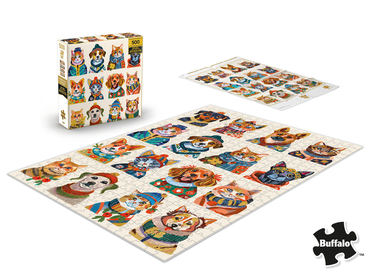 Gold Collection: Dressy Dogs, Cozy Cats 500 Piece Puzzle