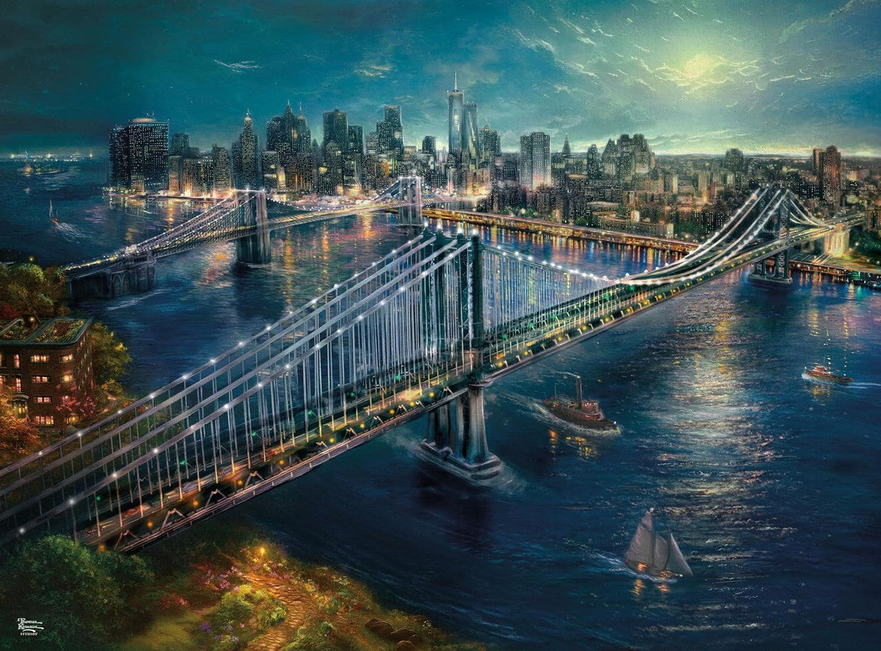 Ceaco Puzzle: Moonlight Over Manhattan 1000 Piece Puzzle (Silver Select: Giftable package with silver foil accents)