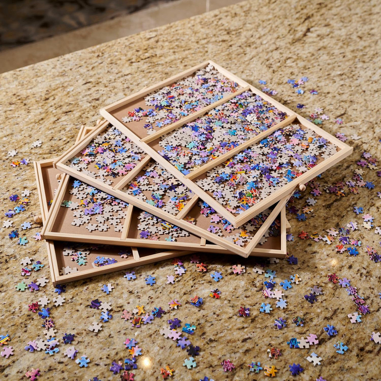 Wooden Puzzle Table with Drawers - For 2000 Piece Jigsaw Puzzles