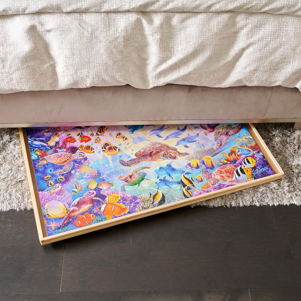Wooden Puzzle Table with Drawers - For 2000 Piece Jigsaw Puzzles