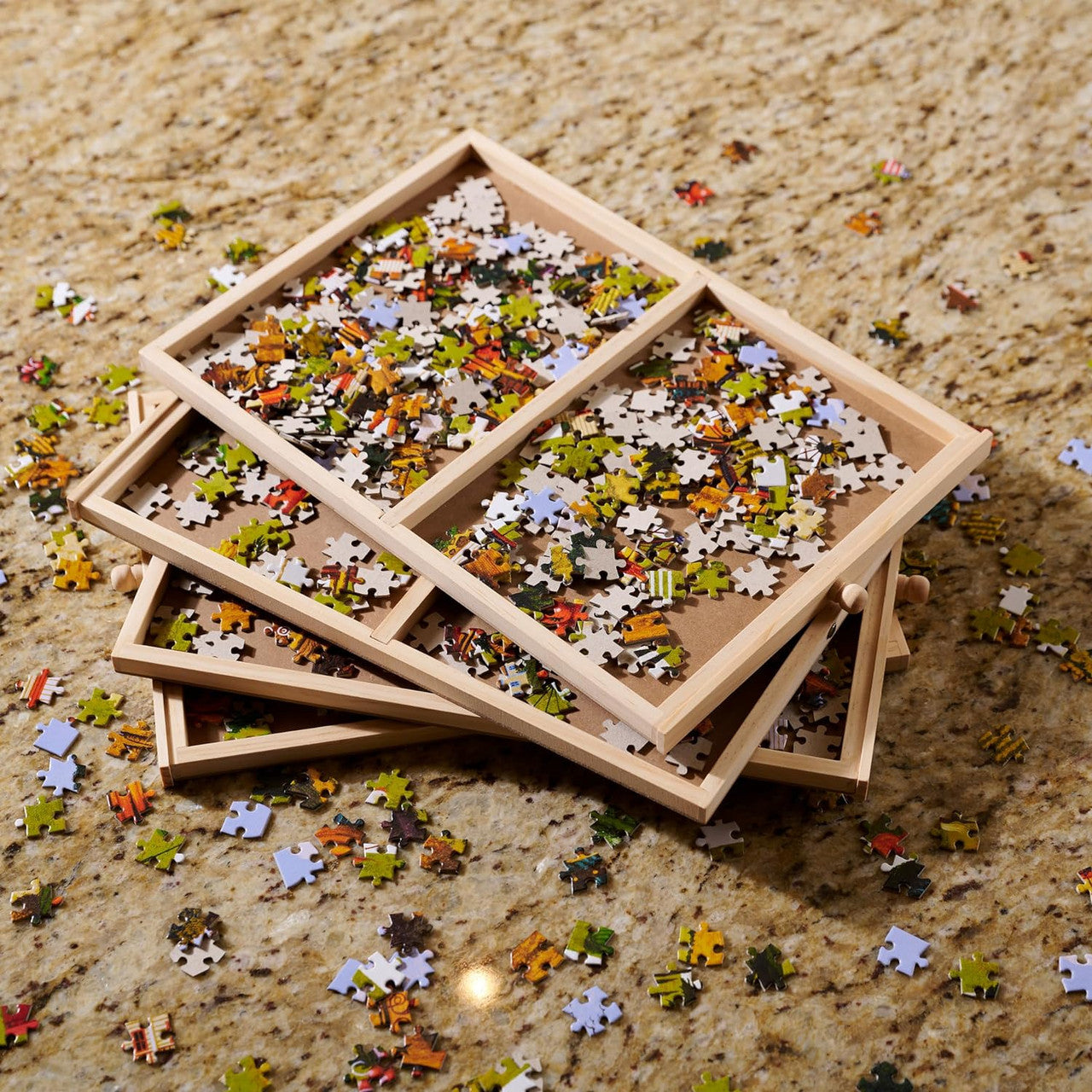 Wooden Puzzle Table with Drawers - For 1000 Piece Jigsaw Puzzles
