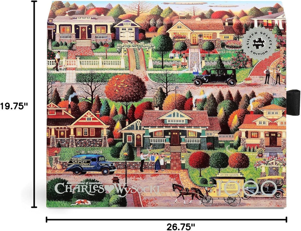 Charles Wysocki - Labor Day in Bungalowville 1000 Piece Puzzle (Silver Select Edition - Giftable package with silver foil accents)