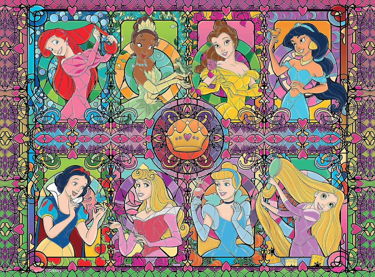 Ceaco Puzzle: Disney: Stained Glass Princess 1000 Piece Puzzle (Silver Select: Giftable package with silver foil accents)