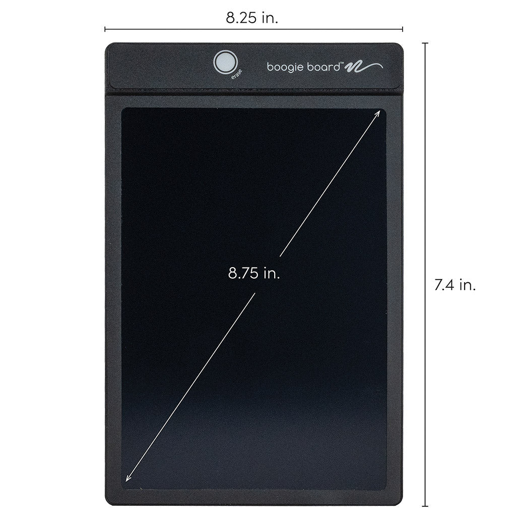 Black Boogie Board Basics with screen and size dimensions
