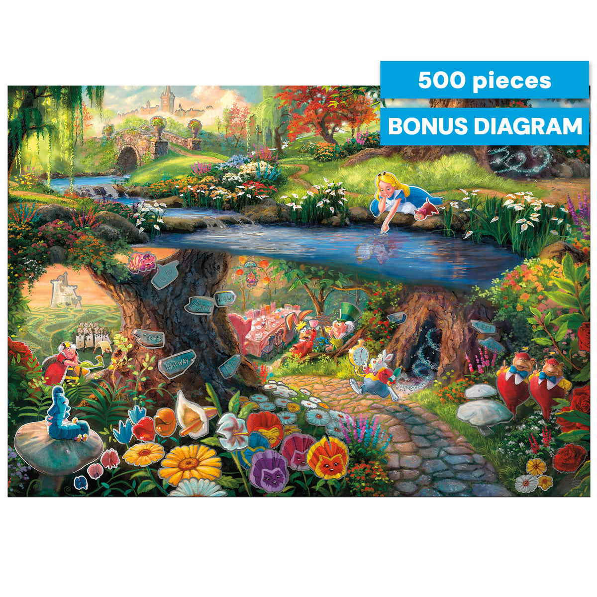 Thomas Kinkade Disney Silver Select: Alice in Wonderland 500 Piece Puzzle
