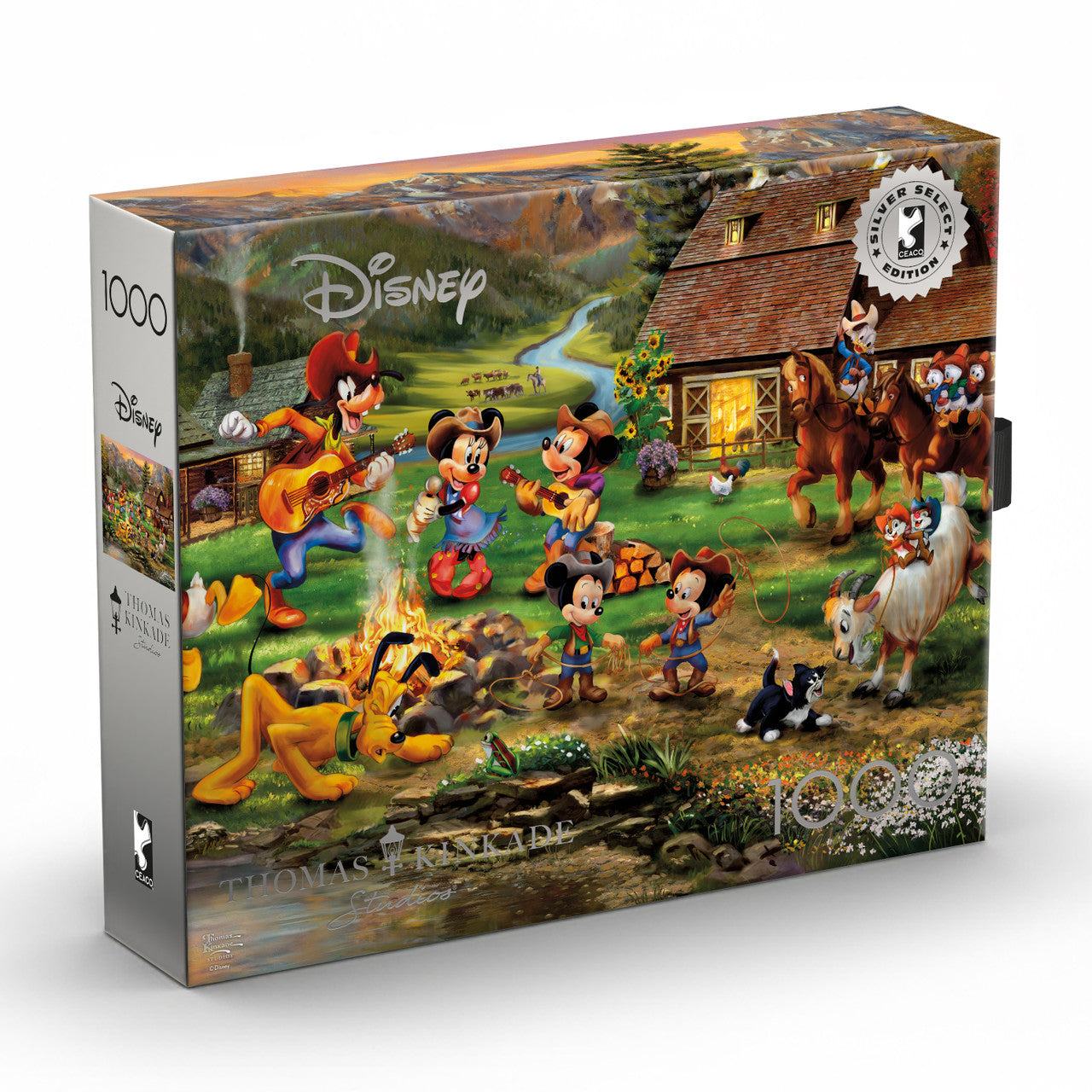 Ceaco Thomas Kinkade Disney Silver Select Mickey and Minnie Rocky Mountain Round Up 1000 Piece Puzzle