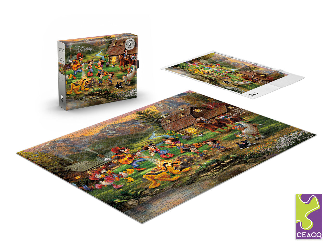 Ceaco Thomas Kinkade Disney Silver Select Mickey and Minnie Rocky Mountain Round Up 1000 Piece Puzzle