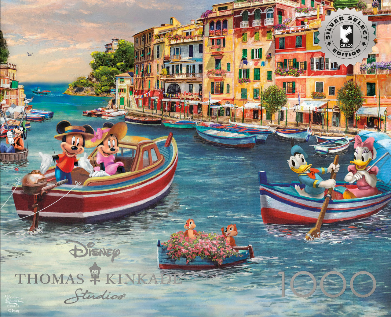 Ceaco Disney Mickey and Minnie in Italy by Thomas Kinkade Studios 1000 Piece Jigsaw Puzzle - Silver Select Edition