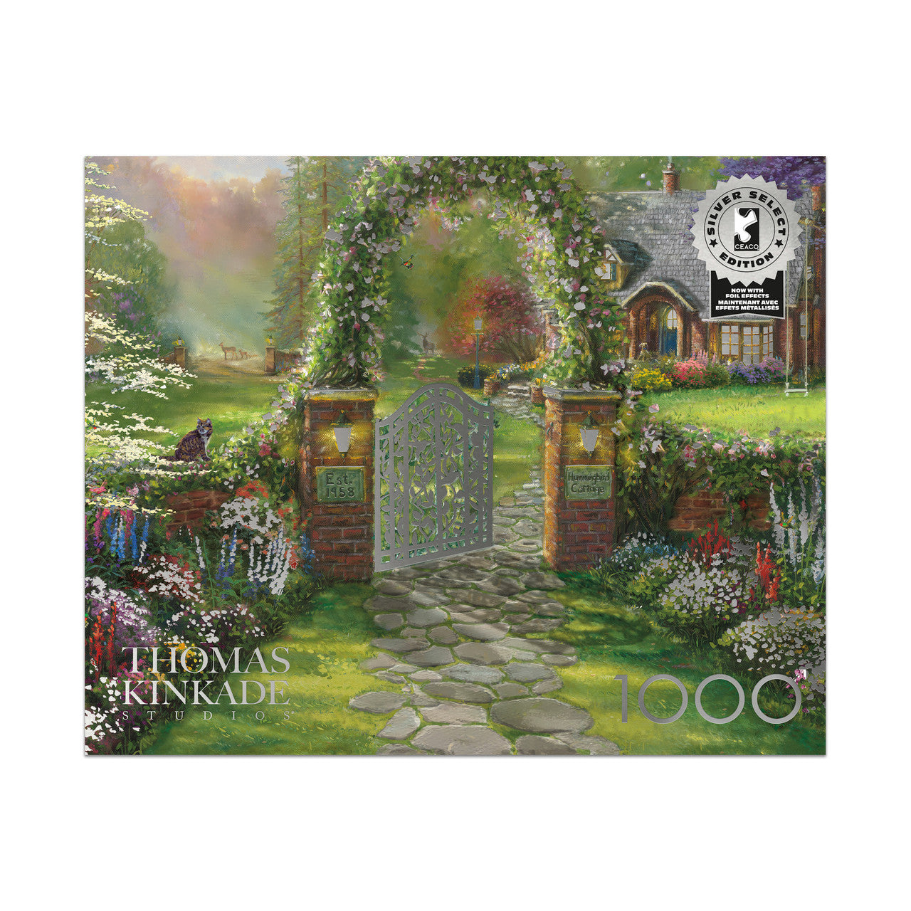 Ceaco Thomas Kinkade Silver Select Hummingbird Cottage 1000 Piece Puzzle