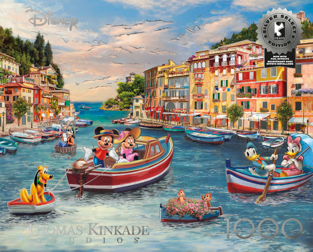 Ceaco Thomas Kinkade Disney Silver Select Mickey and Minnie in Italy 1000 Piece Puzzle