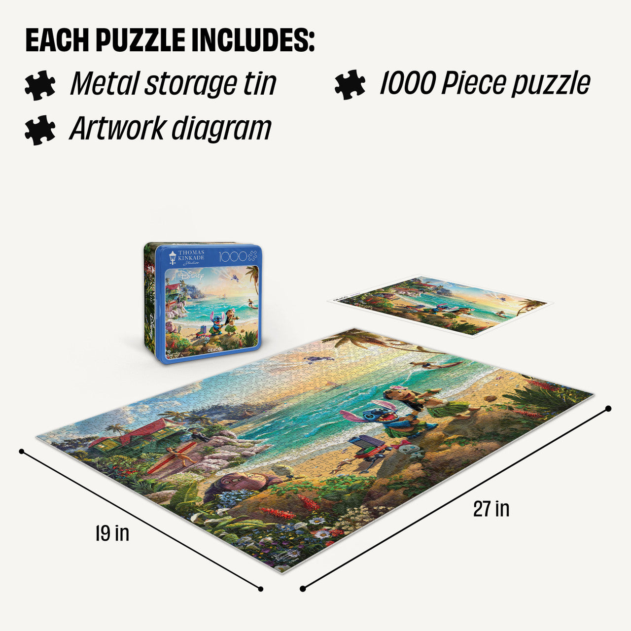 Ceaco Collector's Tin: Thomas Kinkade Disney Lilo and Stitch 1000 Piece Puzzle