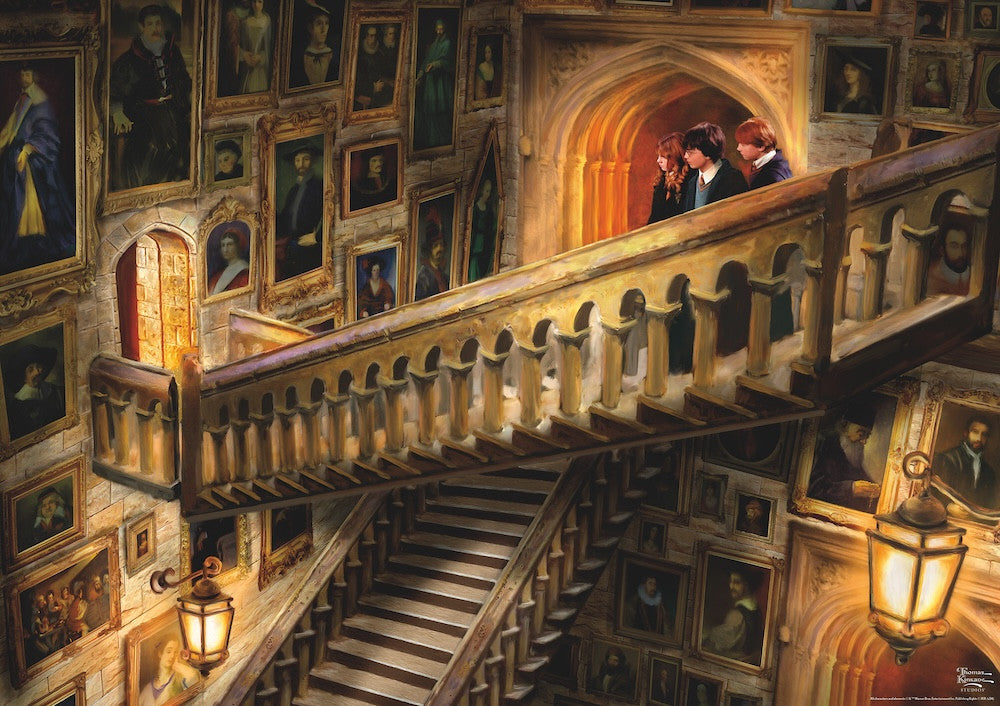 Ceaco Puzzle: Thomas Kinkade Harry Potter Grand Staircase 500 Piece Puzzle (Silver Select Edition) - Giftable Package With Silver Foil Accents