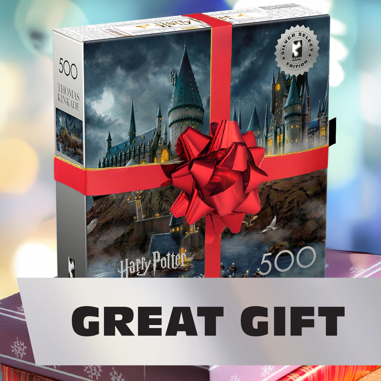 Ceaco 500 Piece Thomas Kinkade Hogwarts Castle puzzle for Adults, Silver Select