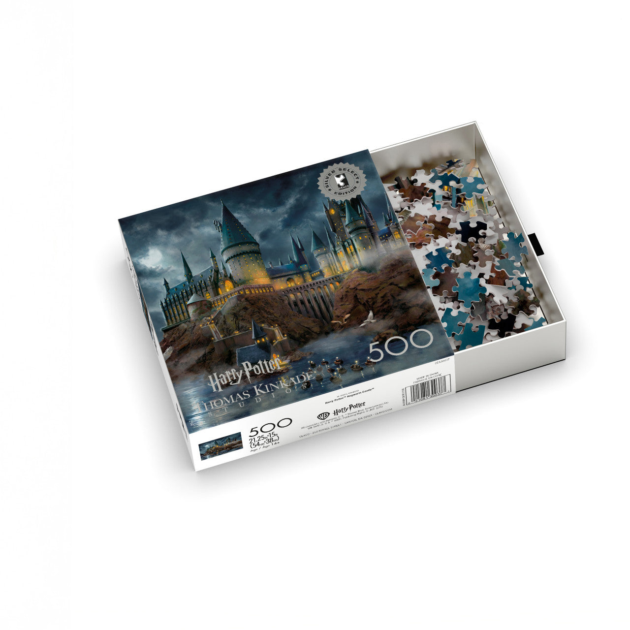 Ceaco 500 Piece Thomas Kinkade Hogwarts Castle puzzle for Adults, Silver Select