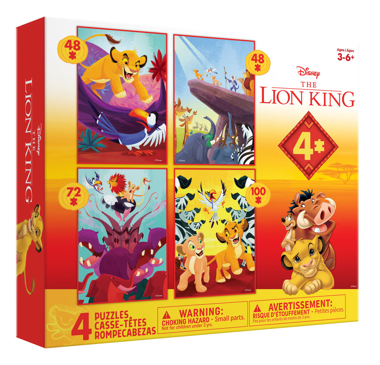 Ceaco Puzzle: 4 X 1 Kids Multipack - Disney - Lion King Kids 48-piece,  72-piece and 100-piece Puzzles