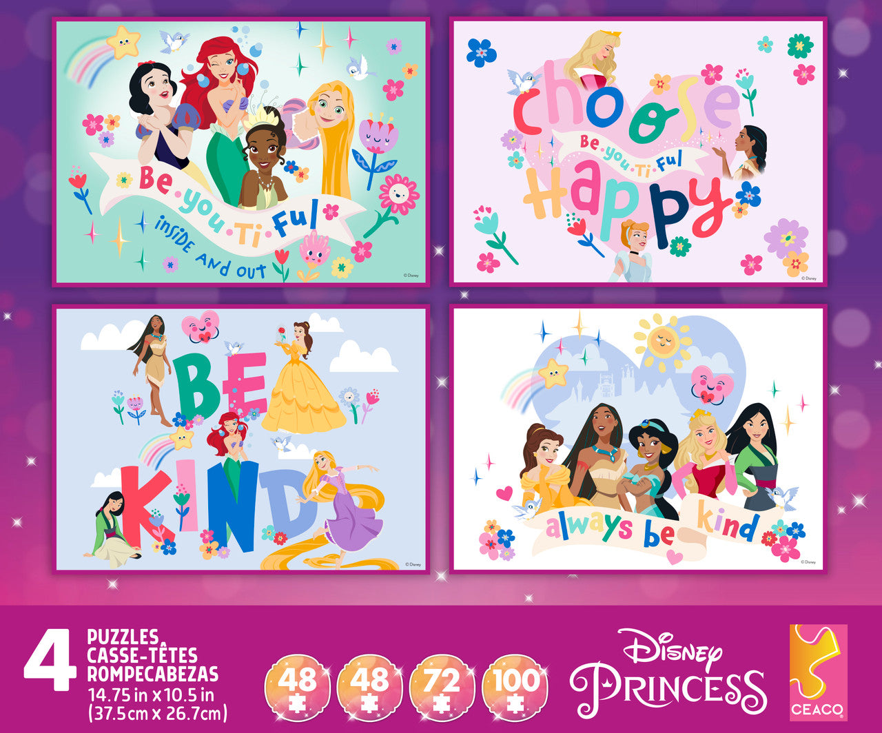 Ceaco Puzzle: Disney Princess Puzzle - Multipack - 48 - 100 Pieces