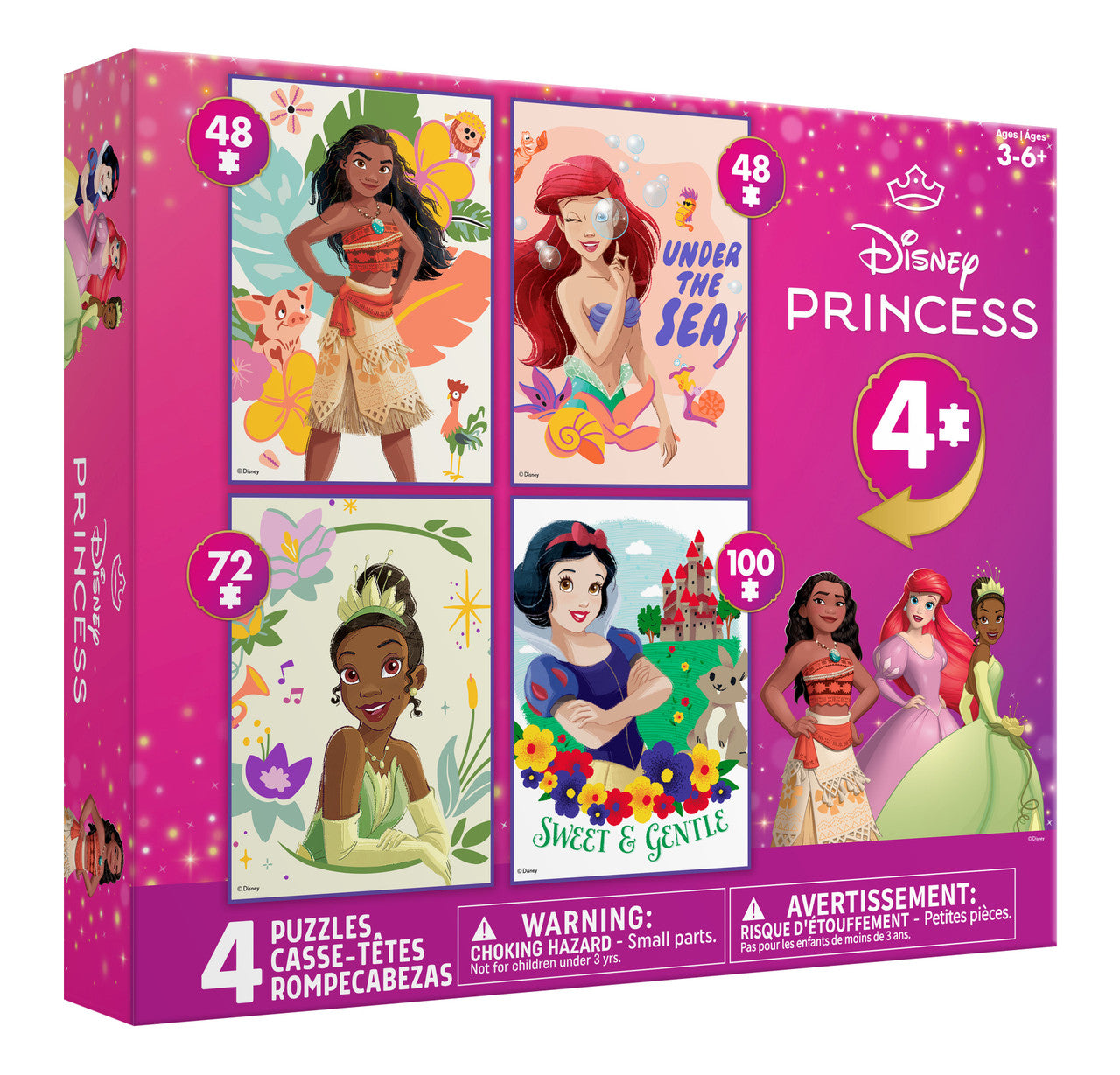 Ceaco Puzzle: 4 X 1 Kids Multipack - Disney Princess  48-piece,  72-piece and 100-piece Puzzles