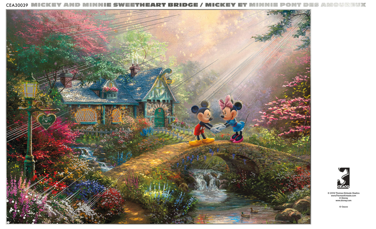 Silver Select: Mickey + Minnie Sweetheart Bridge, Thomas Kinkade Disney Dreams 500 Piece Puzzle