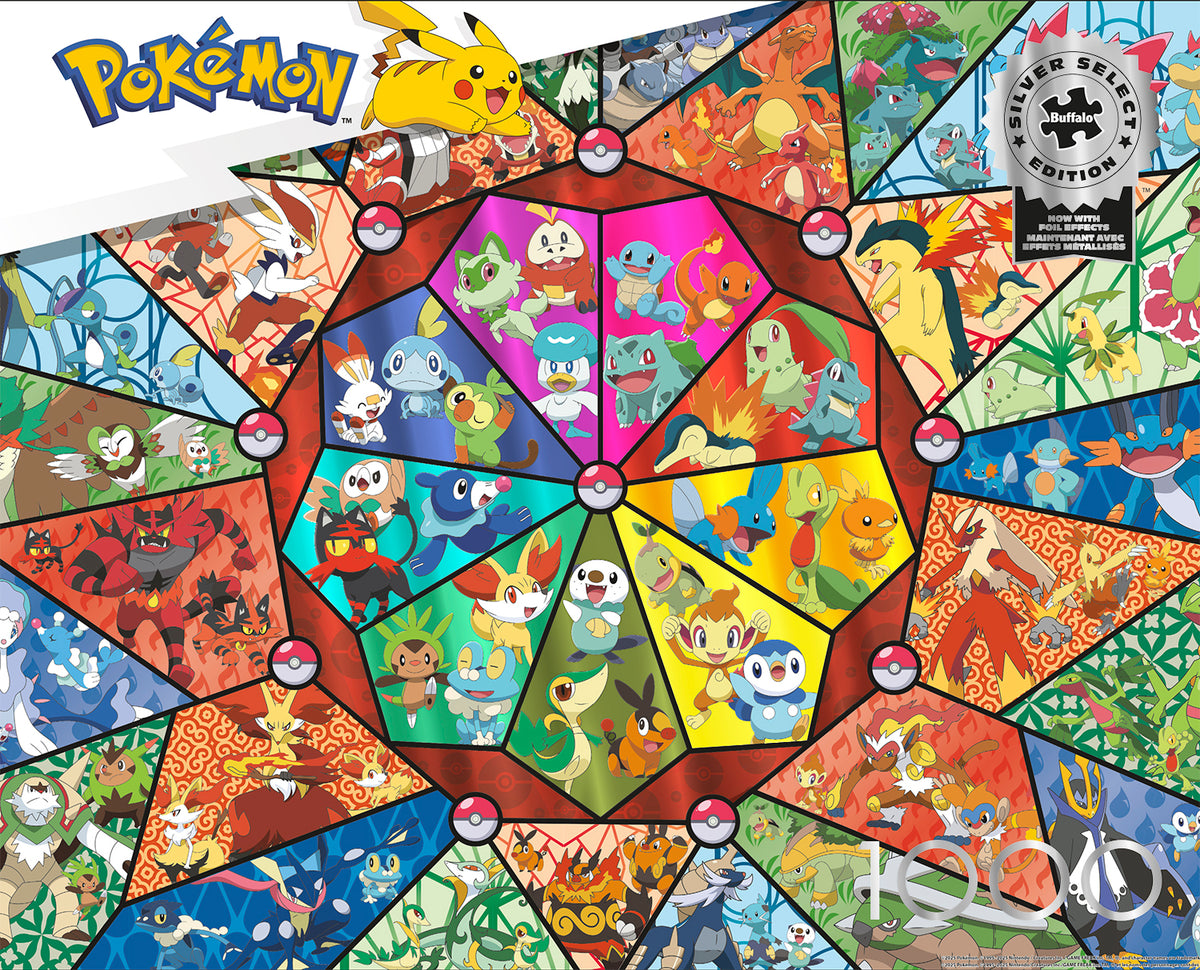 Pokemon Silver Select Stained Glass Starters 1000 Piece Puzzle