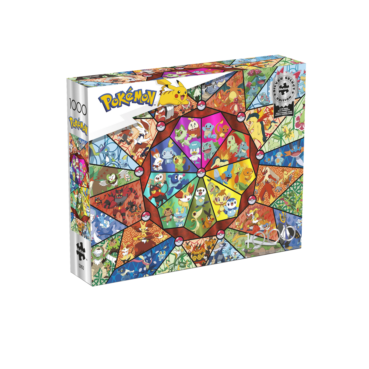 Pokemon Silver Select Stained Glass Starters 1000 Piece Puzzle