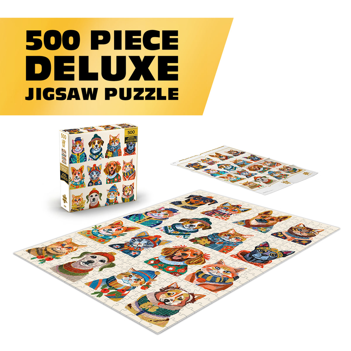 Gold Collection: Dressy Dogs, Cozy Cats 500 Piece Puzzle