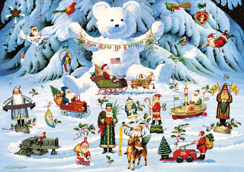 Charles Wysocki Jingle Bell Teddy & Friends 300 Large Piece Jigsaw Puzzle Art