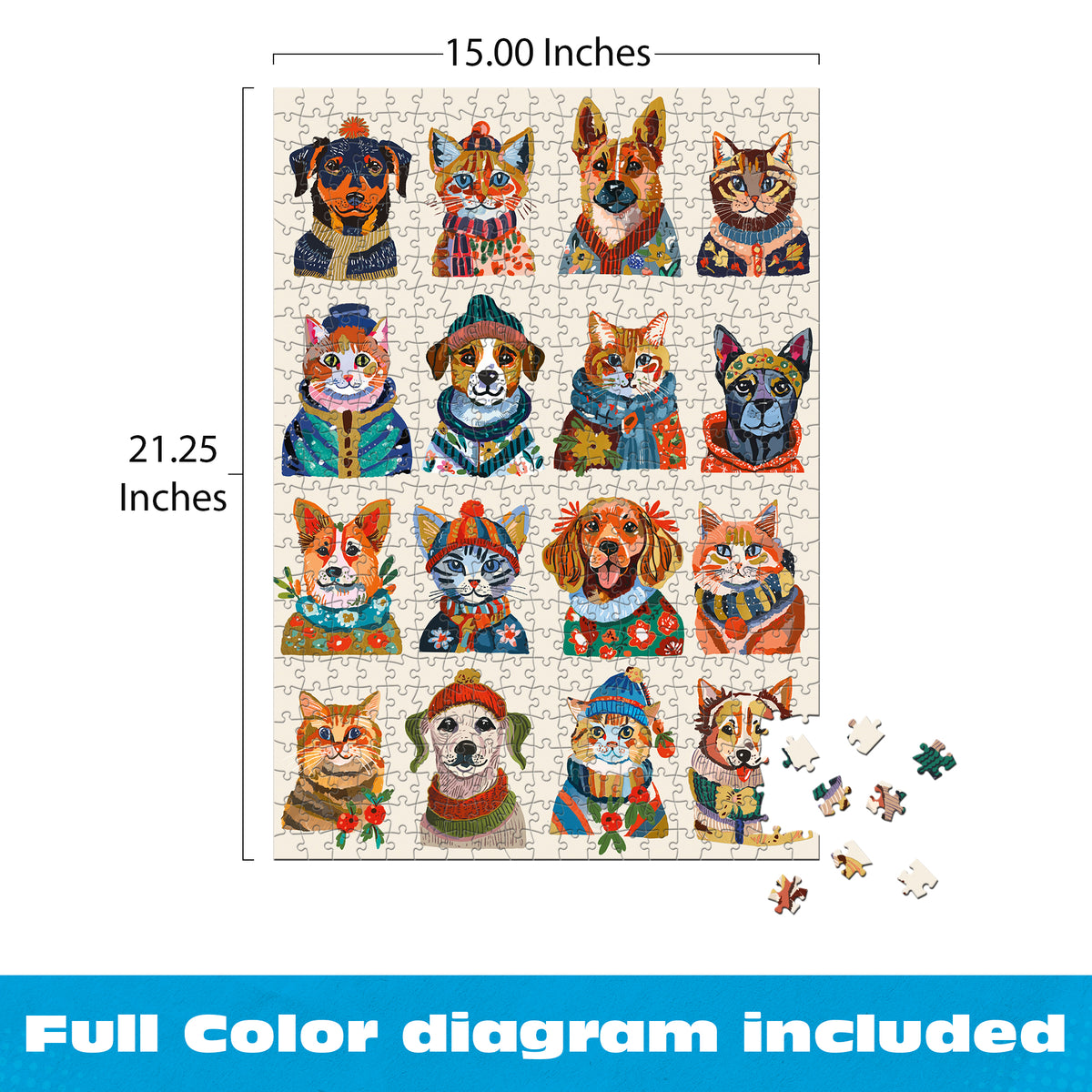 Gold Collection: Dressy Dogs, Cozy Cats 500 Piece Puzzle