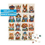 Gold Collection: Dressy Dogs, Cozy Cats 500 Piece Puzzle