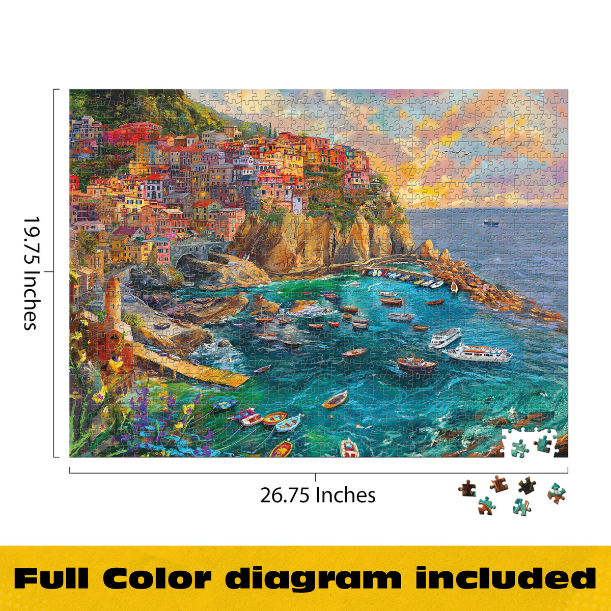 Gold Collection: Cinque Terre Seas – 1000 Piece Jigsaw Puzzle