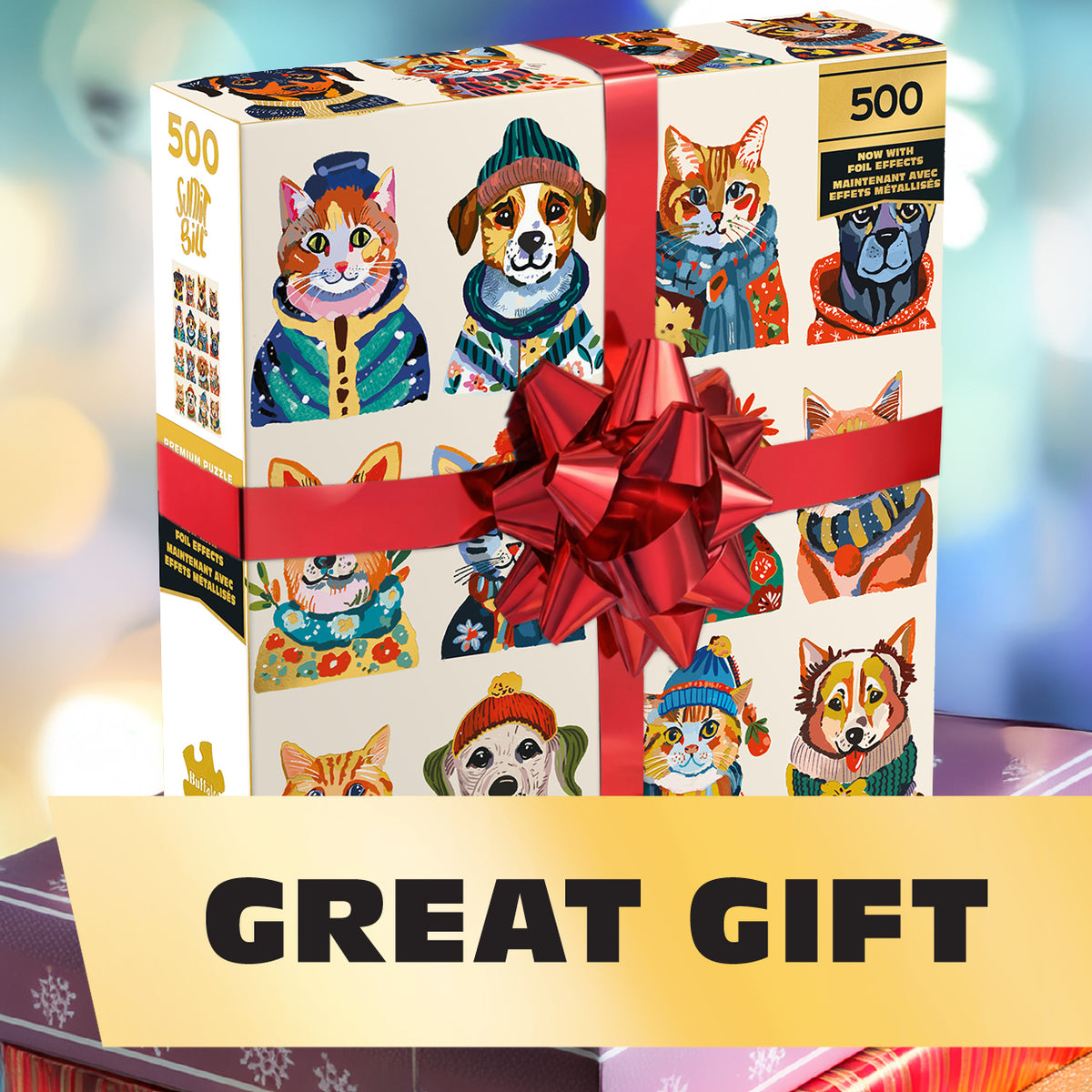Gold Collection: Dressy Dogs, Cozy Cats 500 Piece Puzzle
