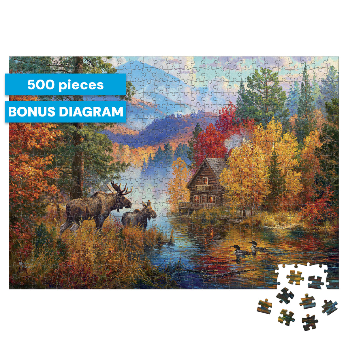 Gold Collection – Adirondack Lake 500 Piece Jigsaw Puzzle - Abraham Hunter