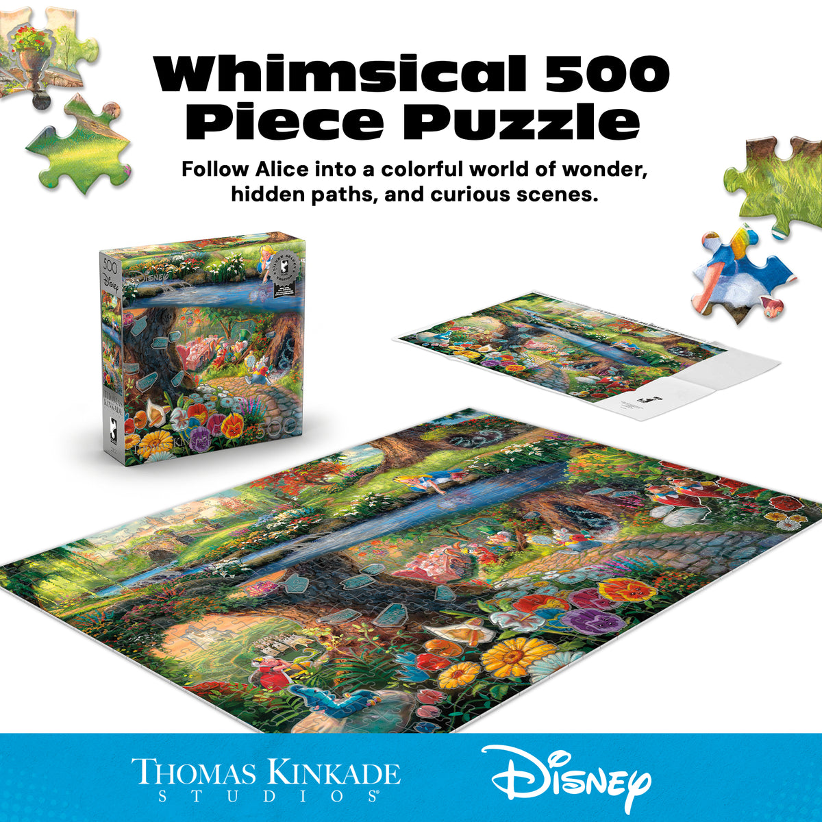 Thomas Kinkade Disney Silver Select: Alice in Wonderland 500 Piece Puzzle