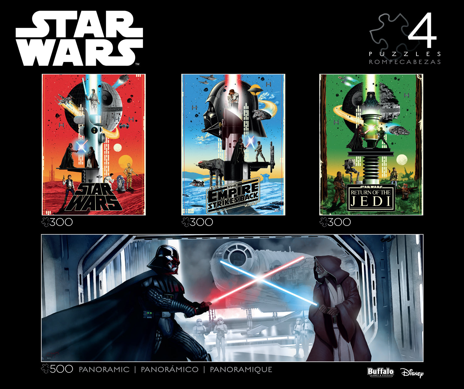 Star Wars 4 in 1 Multipack Jigsaw Puzzle 300-Piece - 500-Piece Puzzles