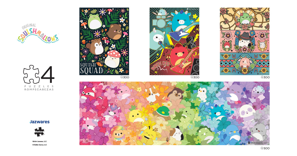 4 X 1 Multipack - Squish Multipack 2024 Squishmallows 500 & 300 Piece Puzzles