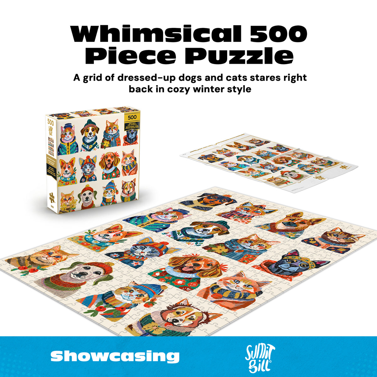 Gold Collection: Dressy Dogs, Cozy Cats 500 Piece Puzzle