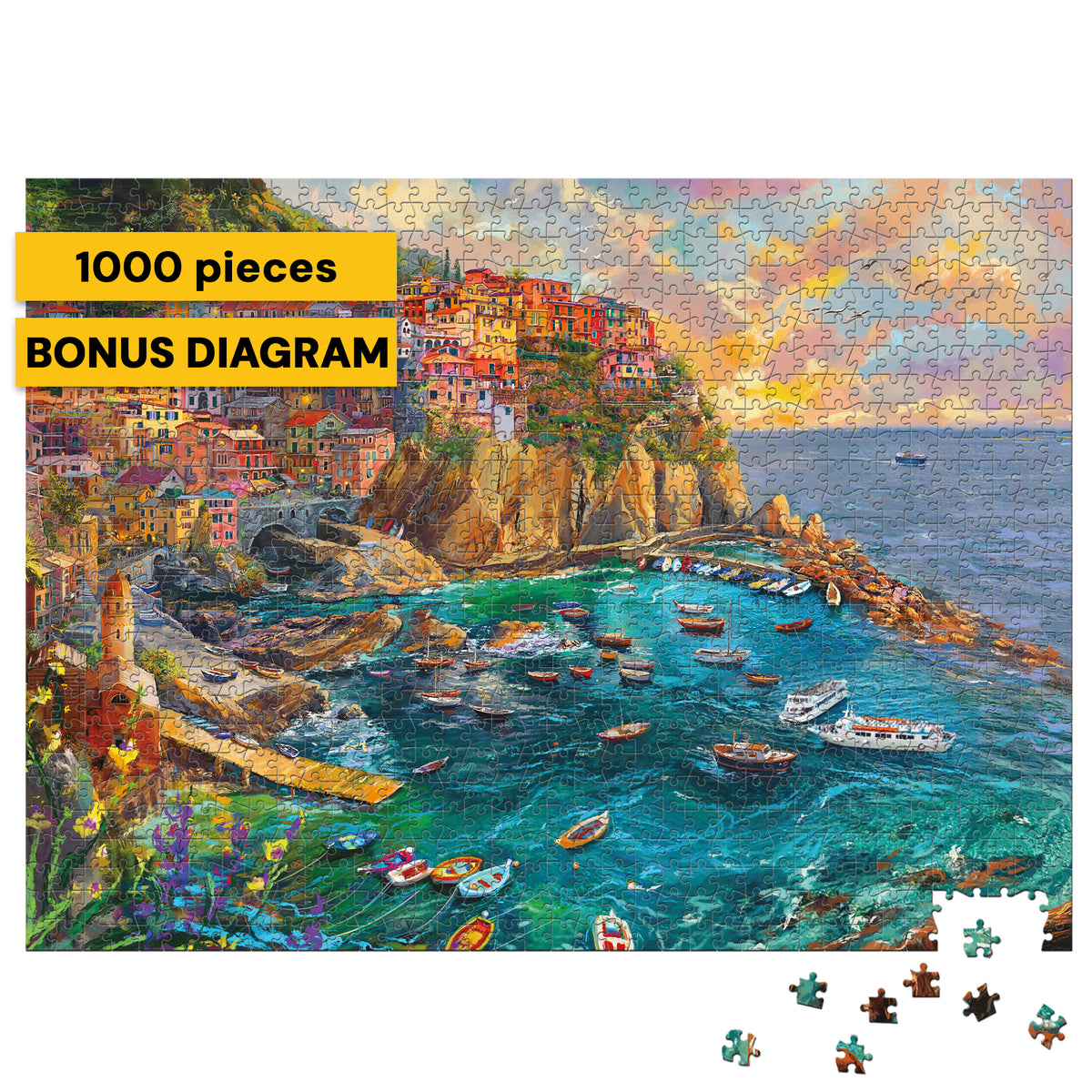 Gold Collection: Cinque Terre Seas – 1000 Piece Jigsaw Puzzle