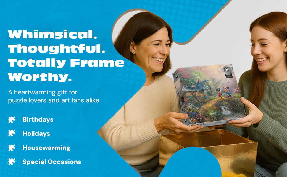 Silver Select: Mickey + Minnie Sweetheart Bridge, Thomas Kinkade Disney Dreams 500 Piece Puzzle