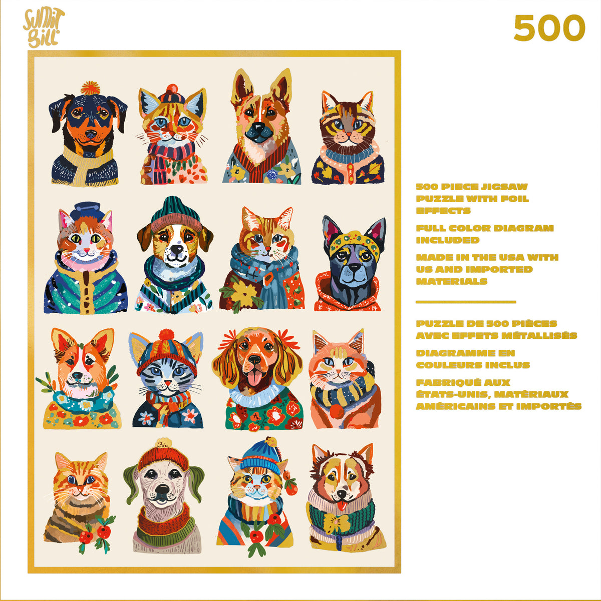 Gold Collection: Dressy Dogs, Cozy Cats 500 Piece Puzzle
