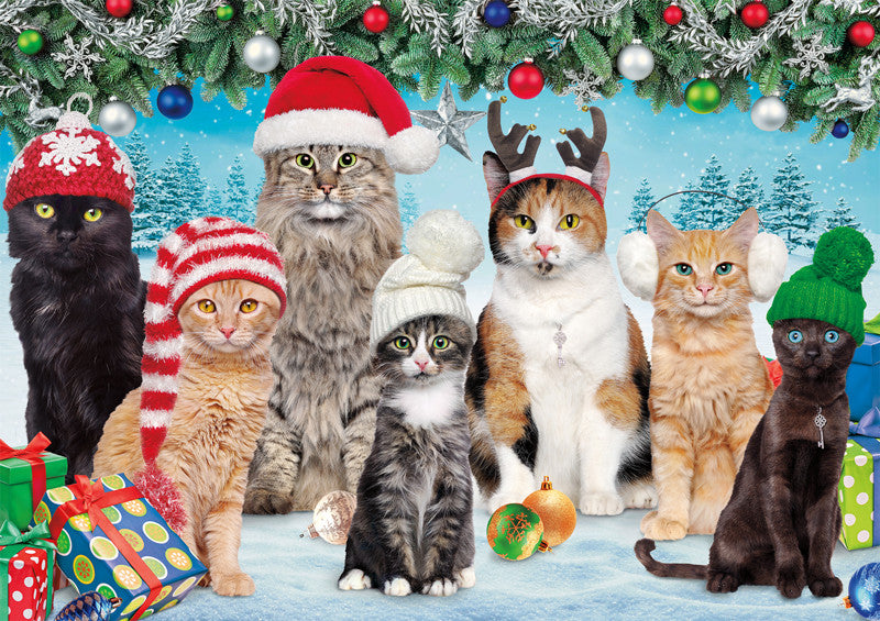 Adorable Animals Meowy Christmas 300 Large Piece Jigsaw Puzzle Art